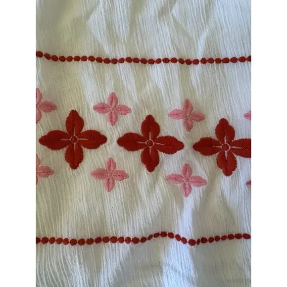 Boden Marla Embroidered Dress Womens 16 L White Gauze Midi Boho Tassels Beach - Picture 16 of 16